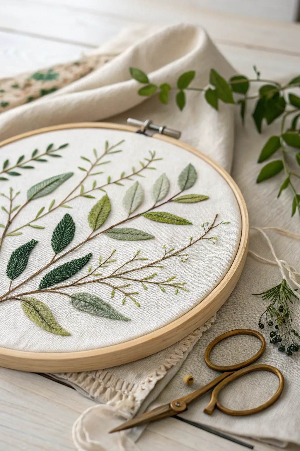 Embrace tranquility with this botanical cross stitch masterpiece.