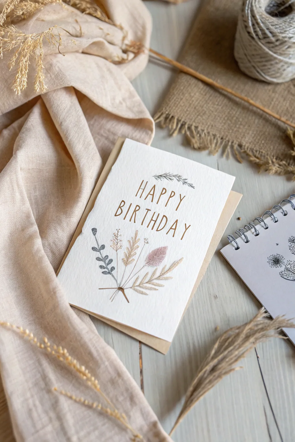 Touch the elegance: A tactile birthday card with Scandinavian-Boho flair.