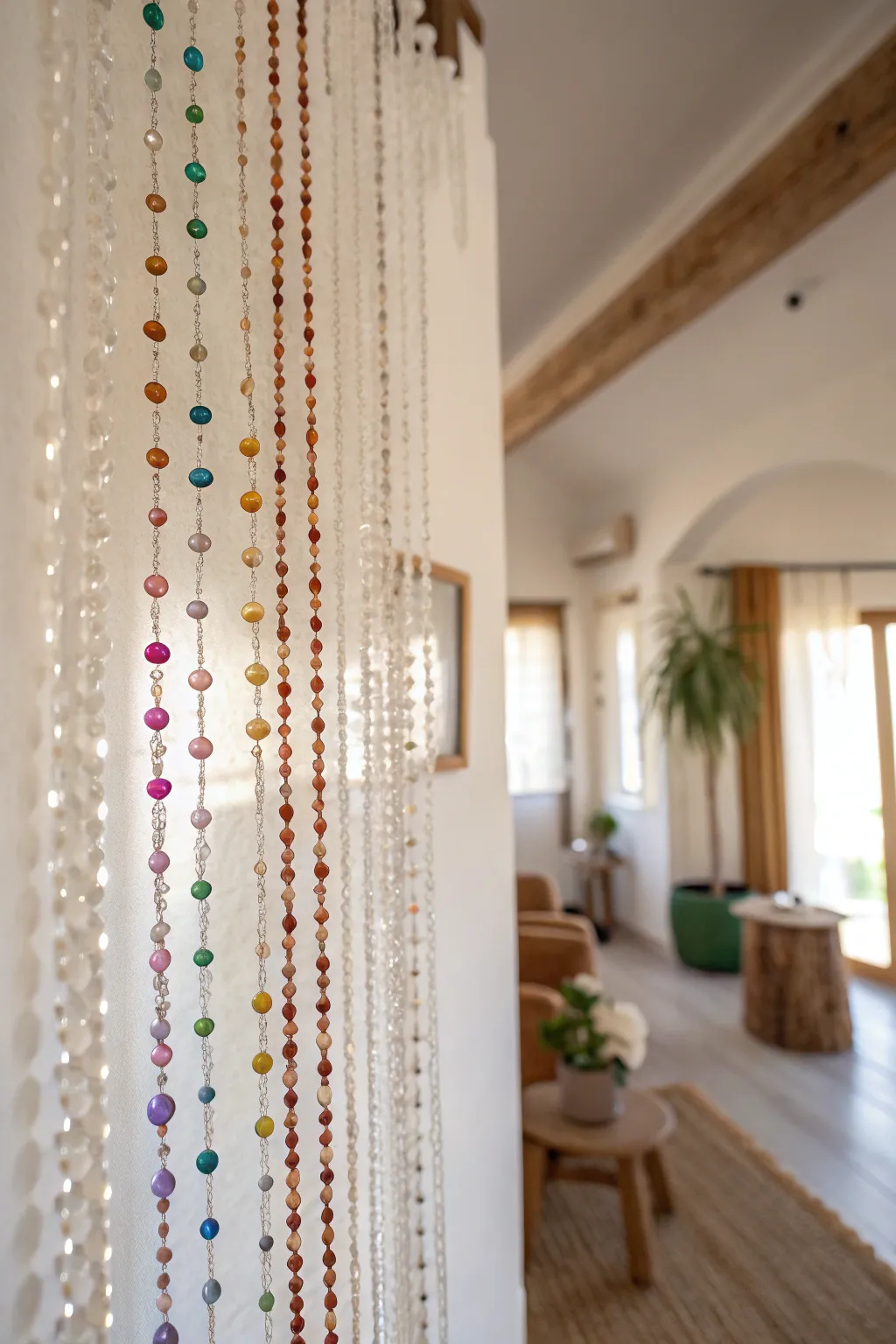 Elevate your space with a touch of boho elegance: a handcrafted beaded curtain that blends vibrant colors with minimalist charm.