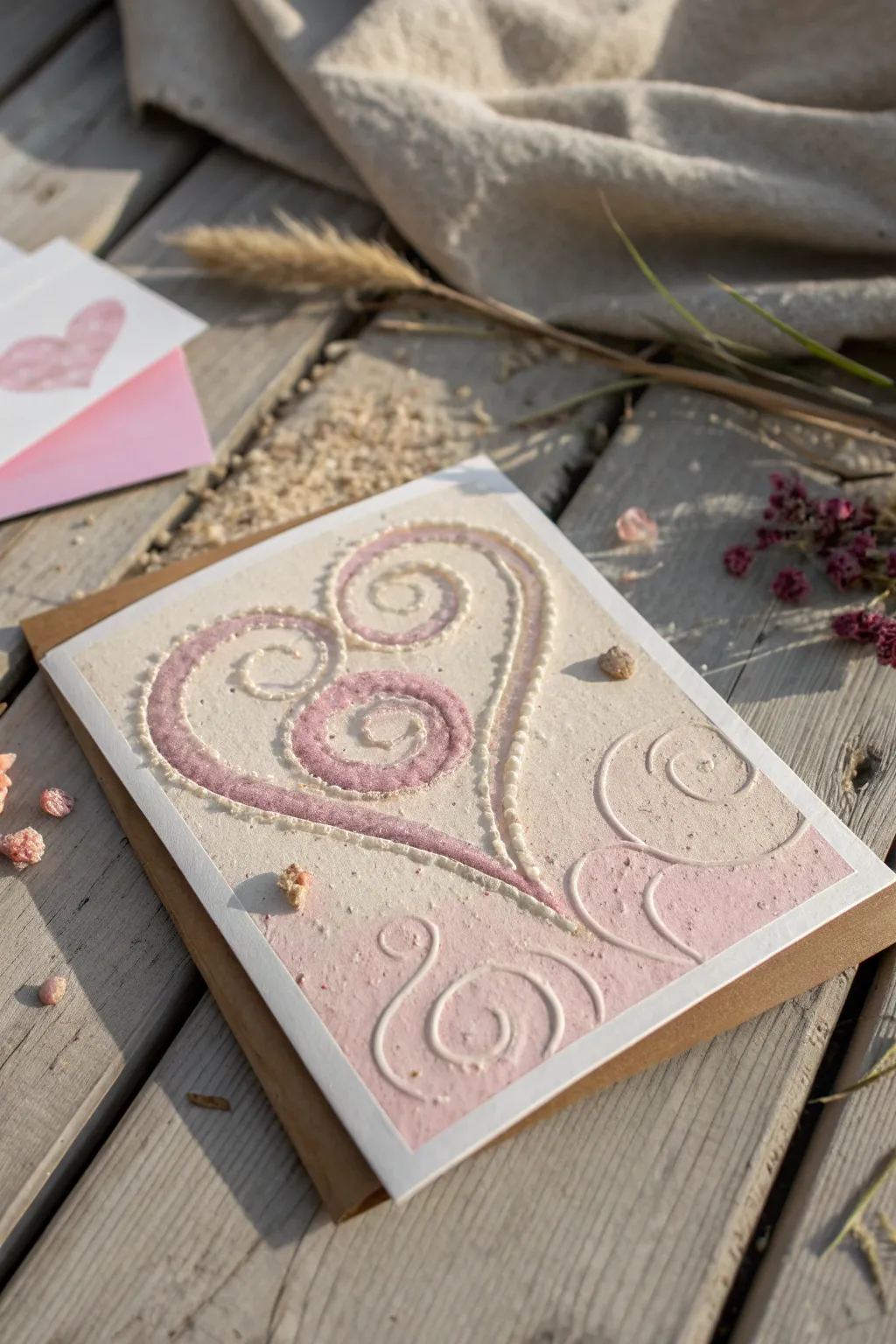 Craft a heartfelt message with the tactile beauty of sand art this Valentine's Day.