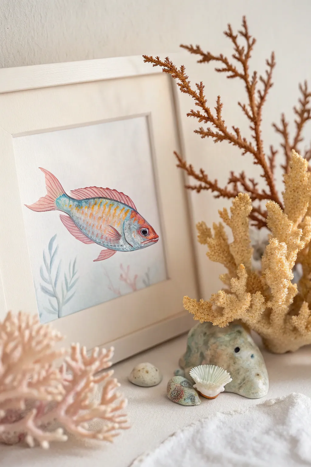 Explore the serene beauty of the ocean with this charming watercolor masterpiece.