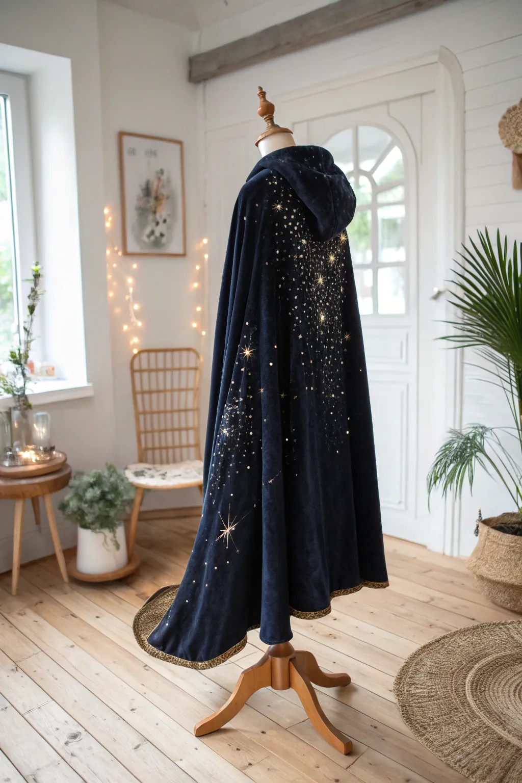 Illuminate your dark fairy dreams with a star-filled cape that captures the magic of a midnight sky.