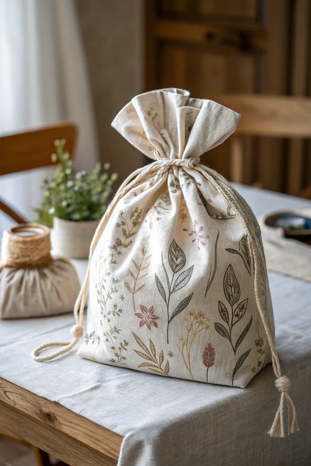 Wrap your gifts in sustainable style with these charming fabric bags, perfect for eco-conscious giving.