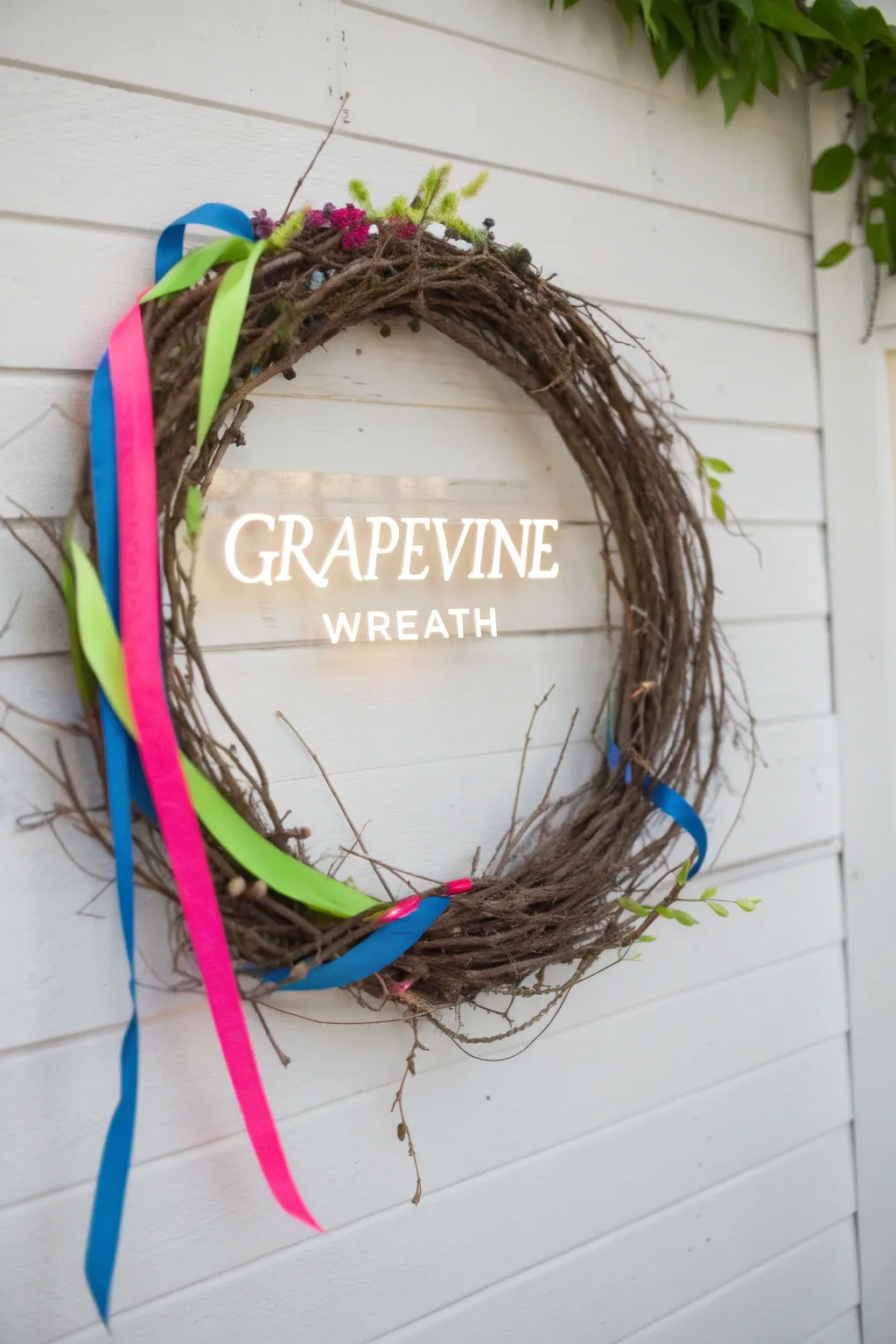 Add a pop of neon to your natural wreath for a bold, energetic touch!
