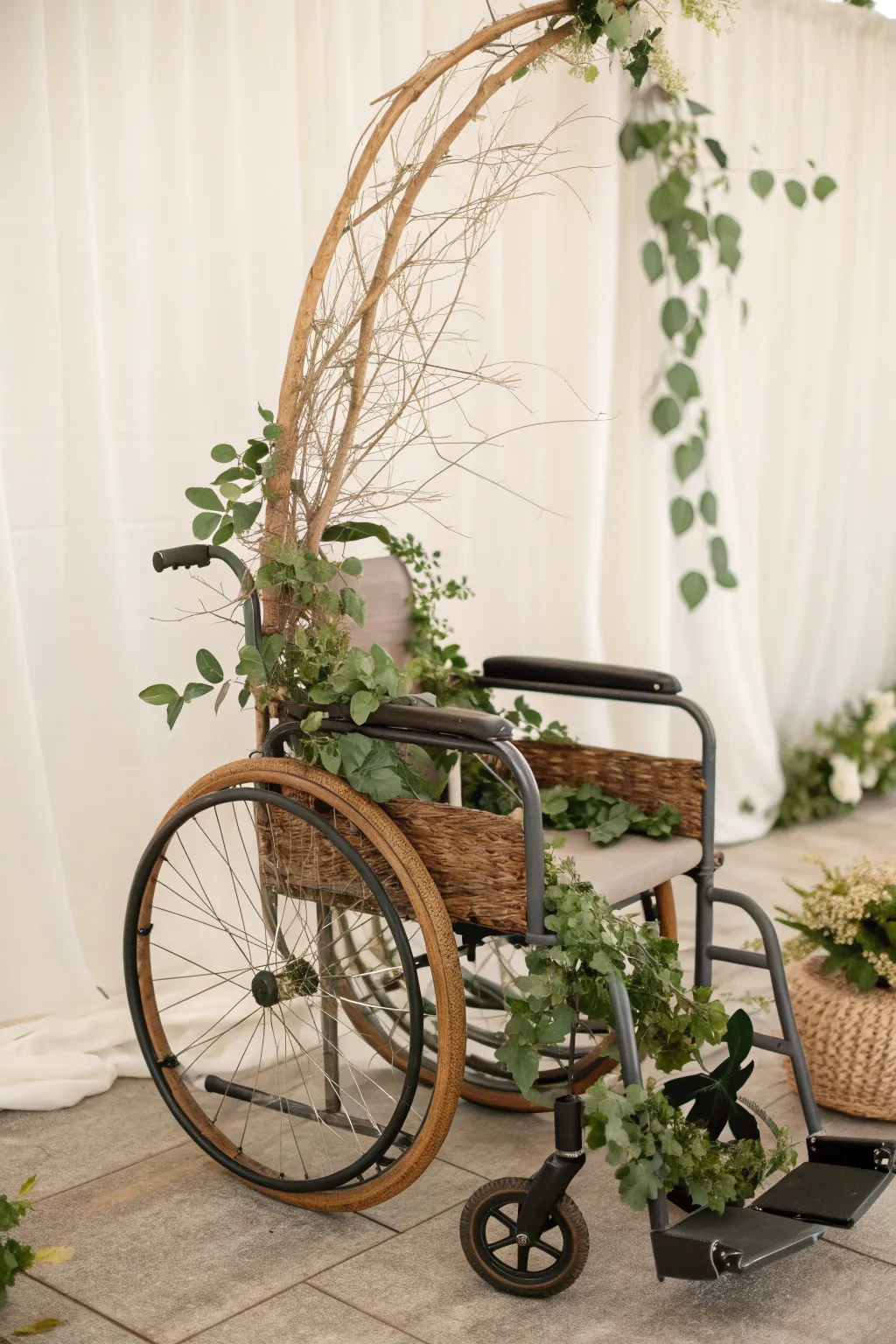 Embrace nature's elegance with eco-friendly wheelchair decor.