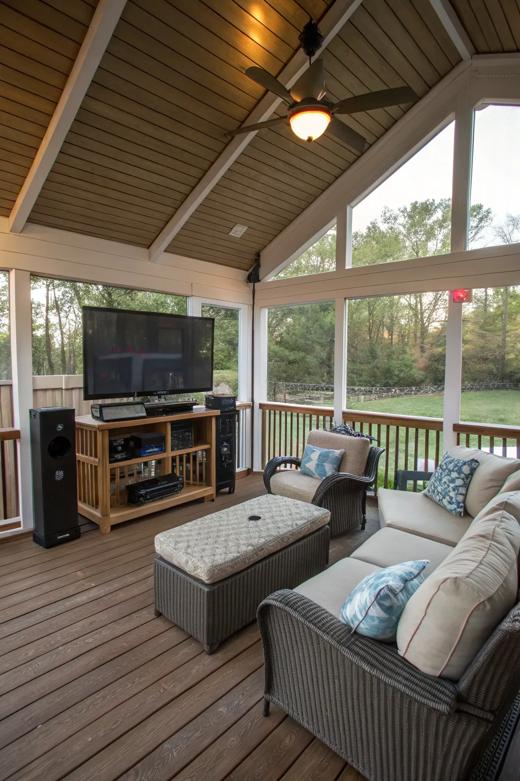 An entertainment hub for outdoor movie nights.
