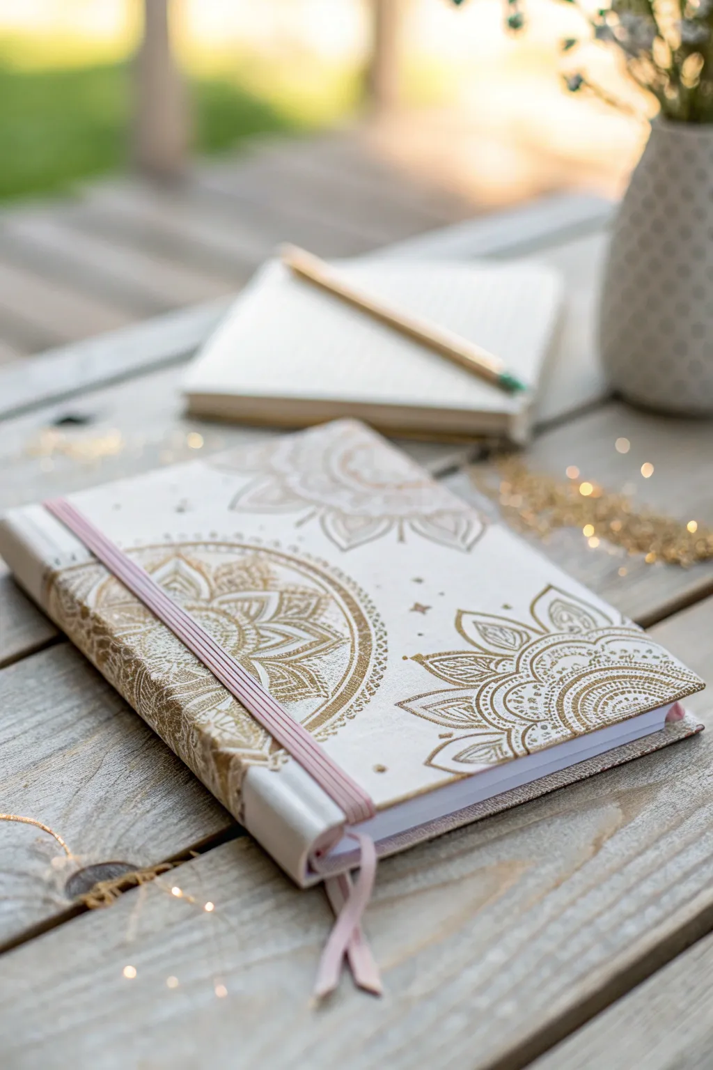 Embrace the sparkle in simplicity with this enchanting glitter-accented diary cover.