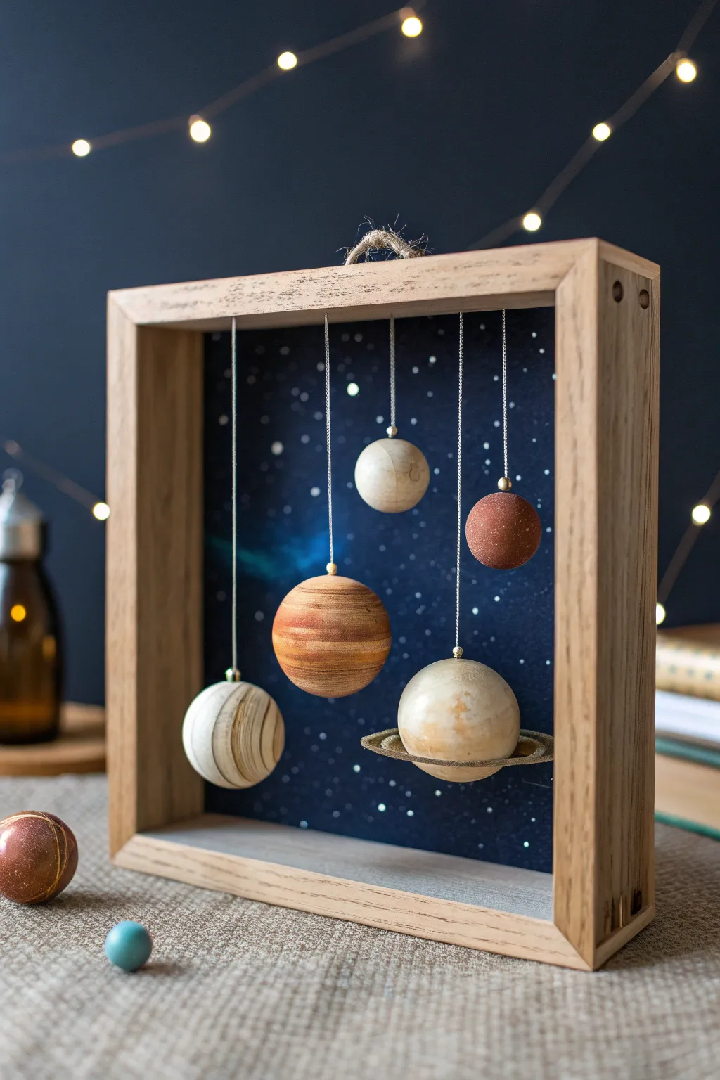 Embark on a space odyssey with this enchanting diorama, where craftsmanship meets cosmic beauty.