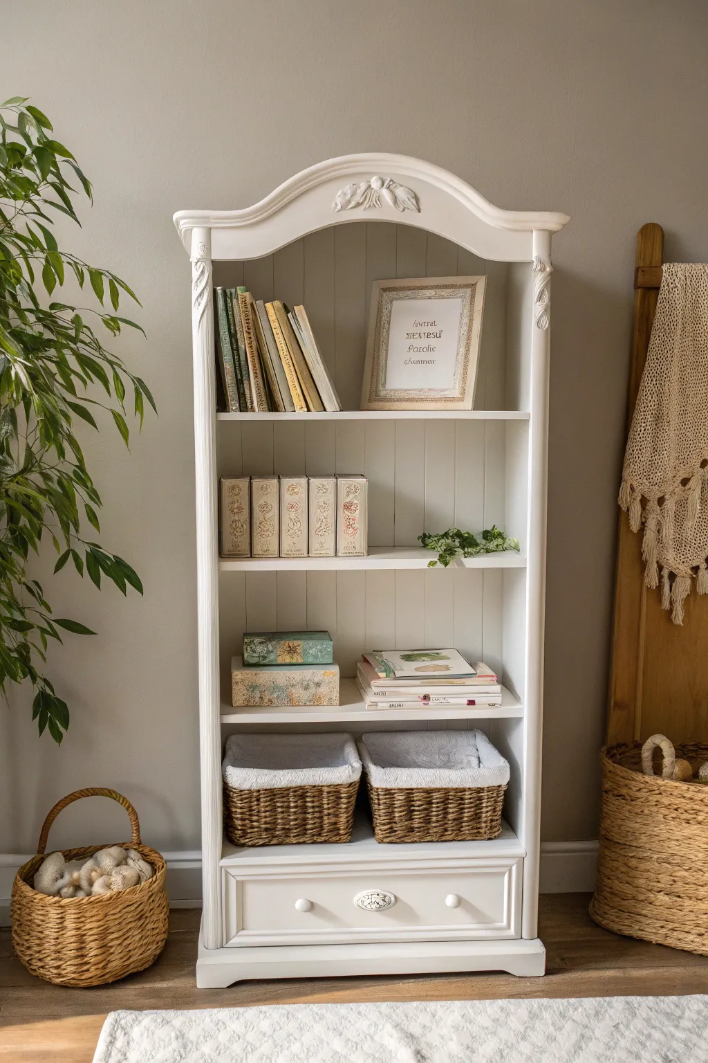 Transform vintage finds into charming storage solutions for your little one's treasures.