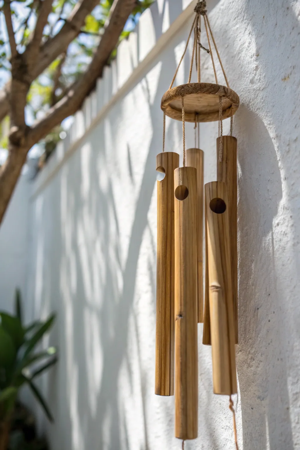 Elevate your space with the soothing tones of a bamboo wind chime—where minimalist design meets natural elegance.