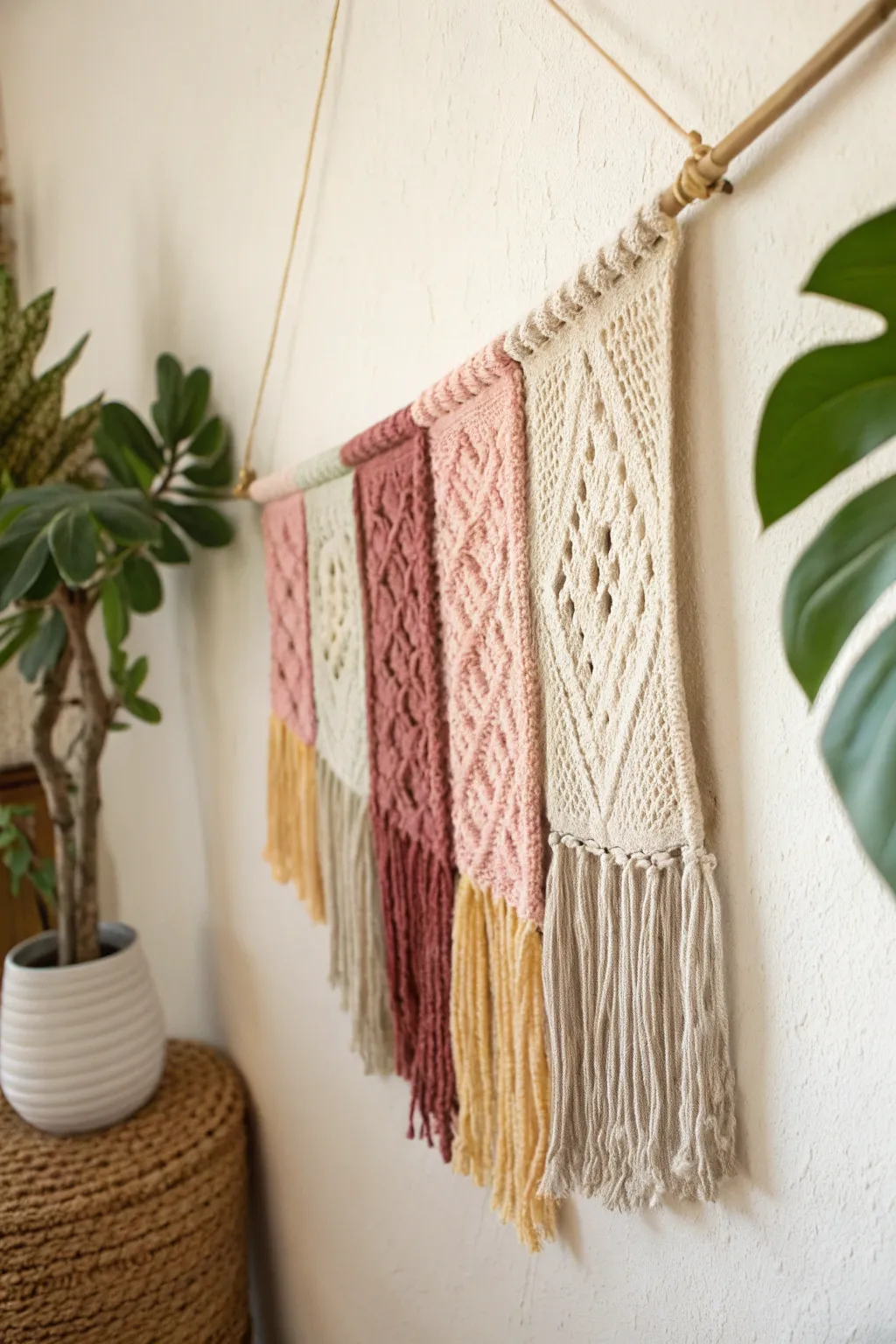 Transform old sweaters into a charming banner, adding warmth and style to your space with a touch of sustainable creativity.
