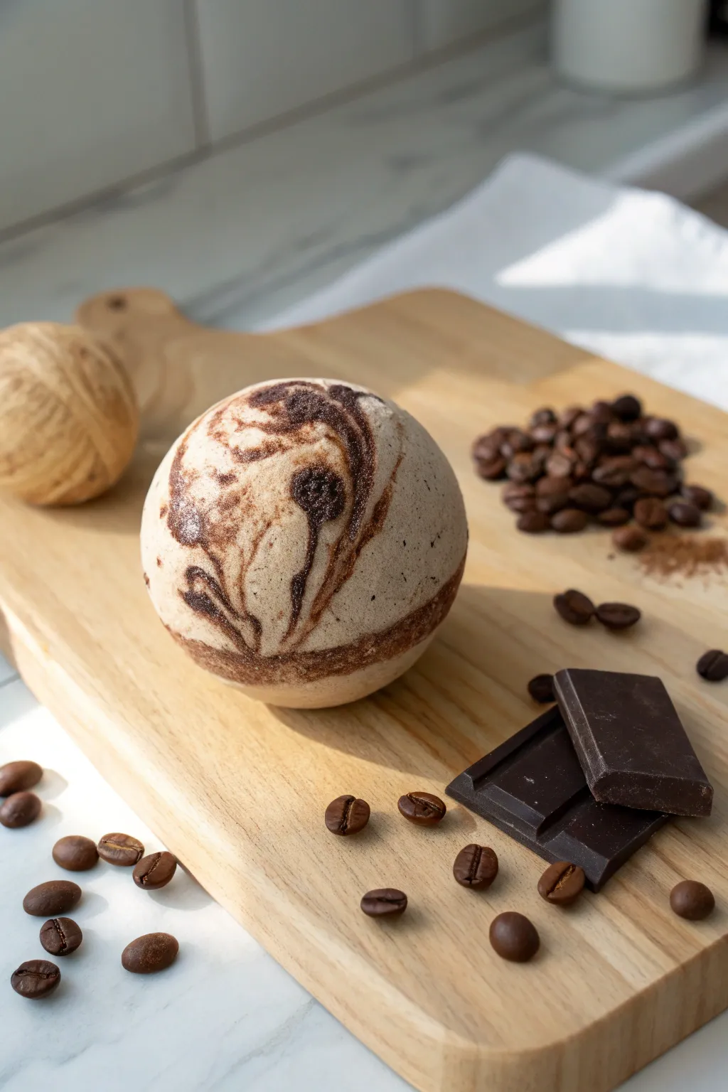 Awaken your senses with a touch of rustic elegance: the Café Mocha Bath Bomb.
