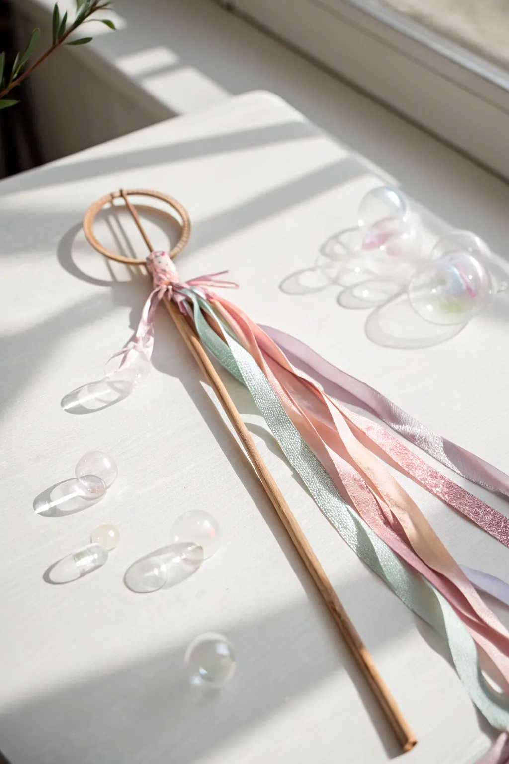 Add a playful twist to your bubble wand with charming fabric fringe for a touch of whimsy and movement!
