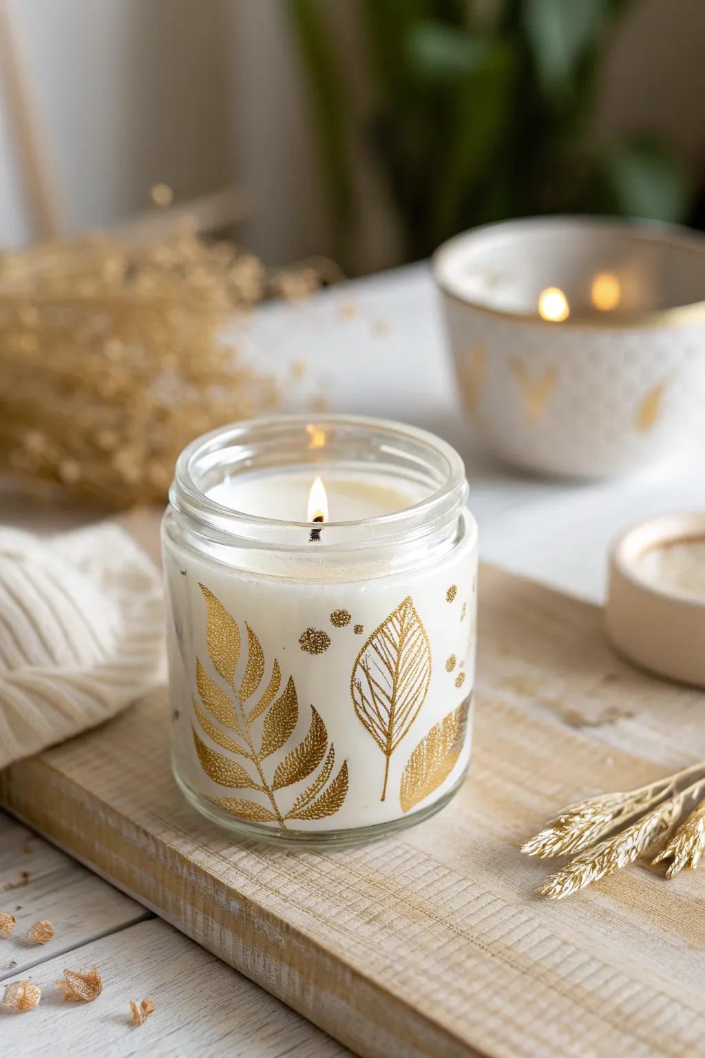 Elevate your space with a touch of gold. Discover the art of simplicity with our DIY candle jar ideas.