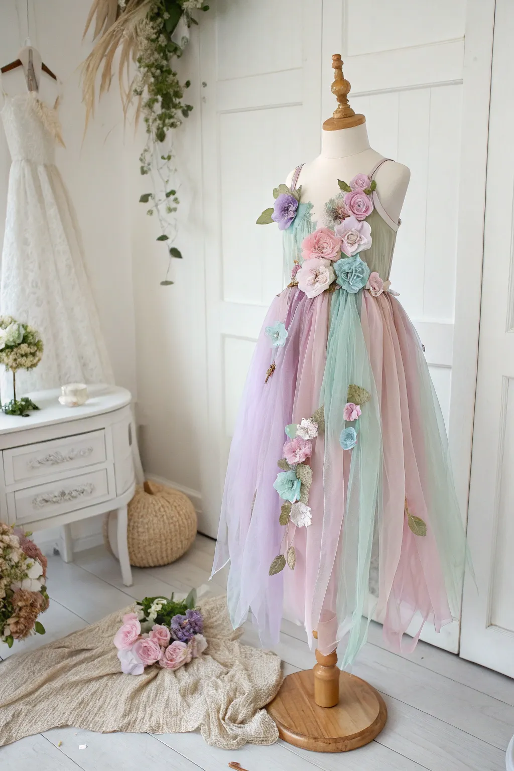 Step into a garden of dreams with this enchanting DIY floral fairy costume.