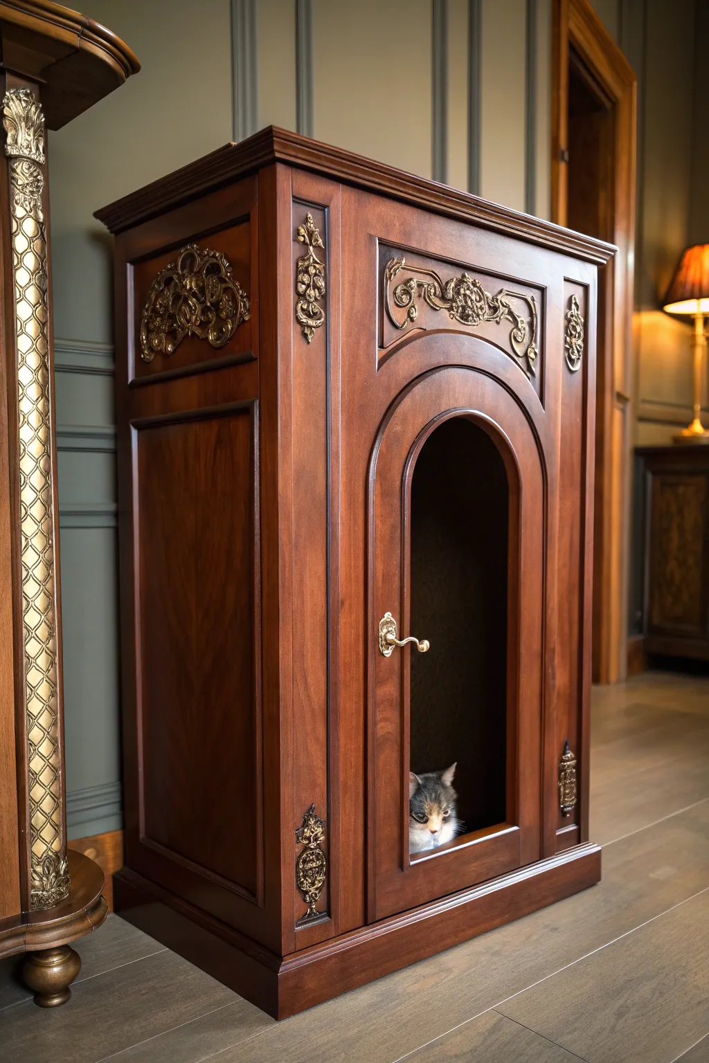 Elevate your space with this ingenious blend of storage and feline flair.