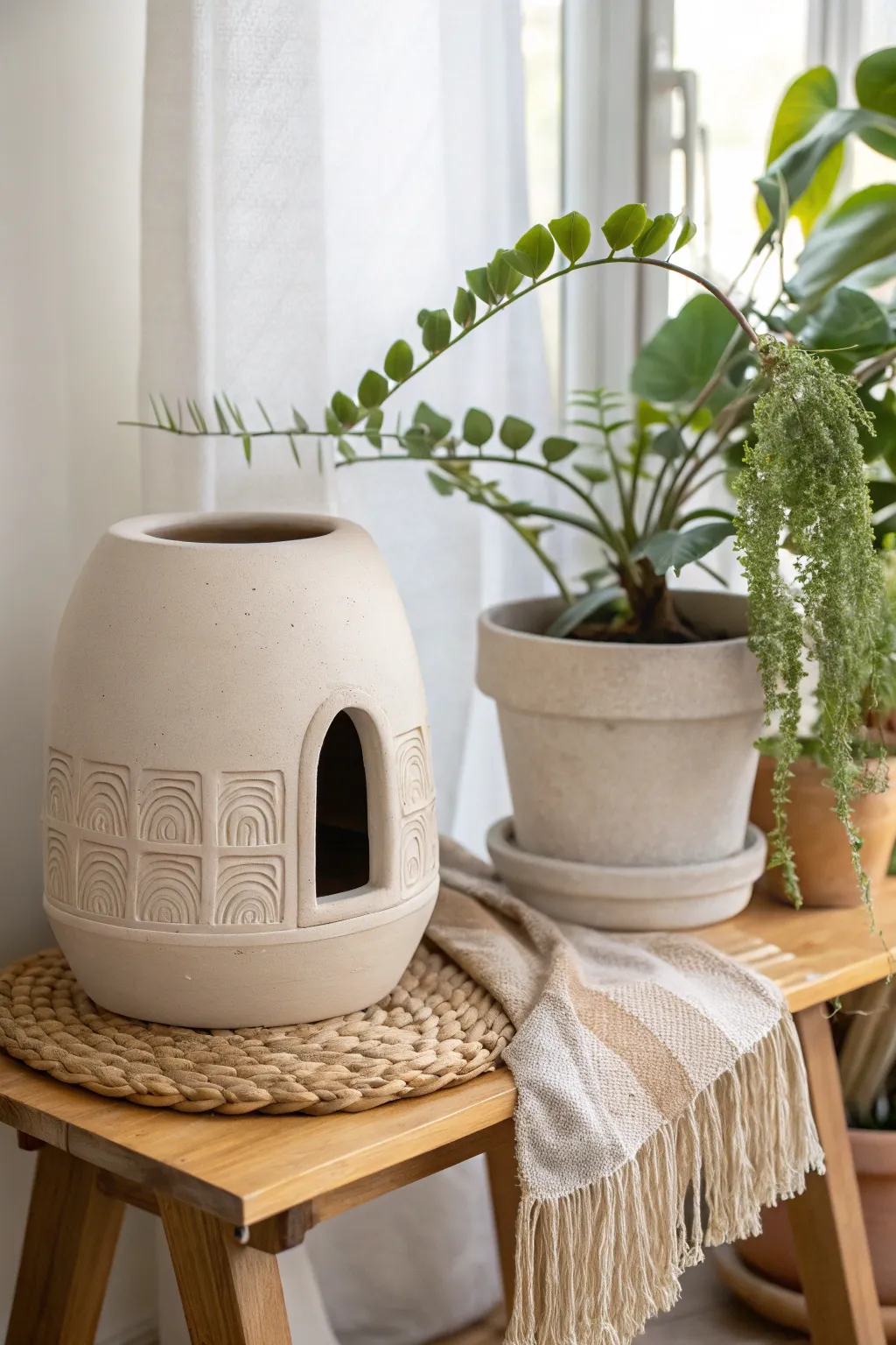 Discover the charm of handcrafted ceramics with a peek-a-boo twist—perfect for your boho-inspired space!