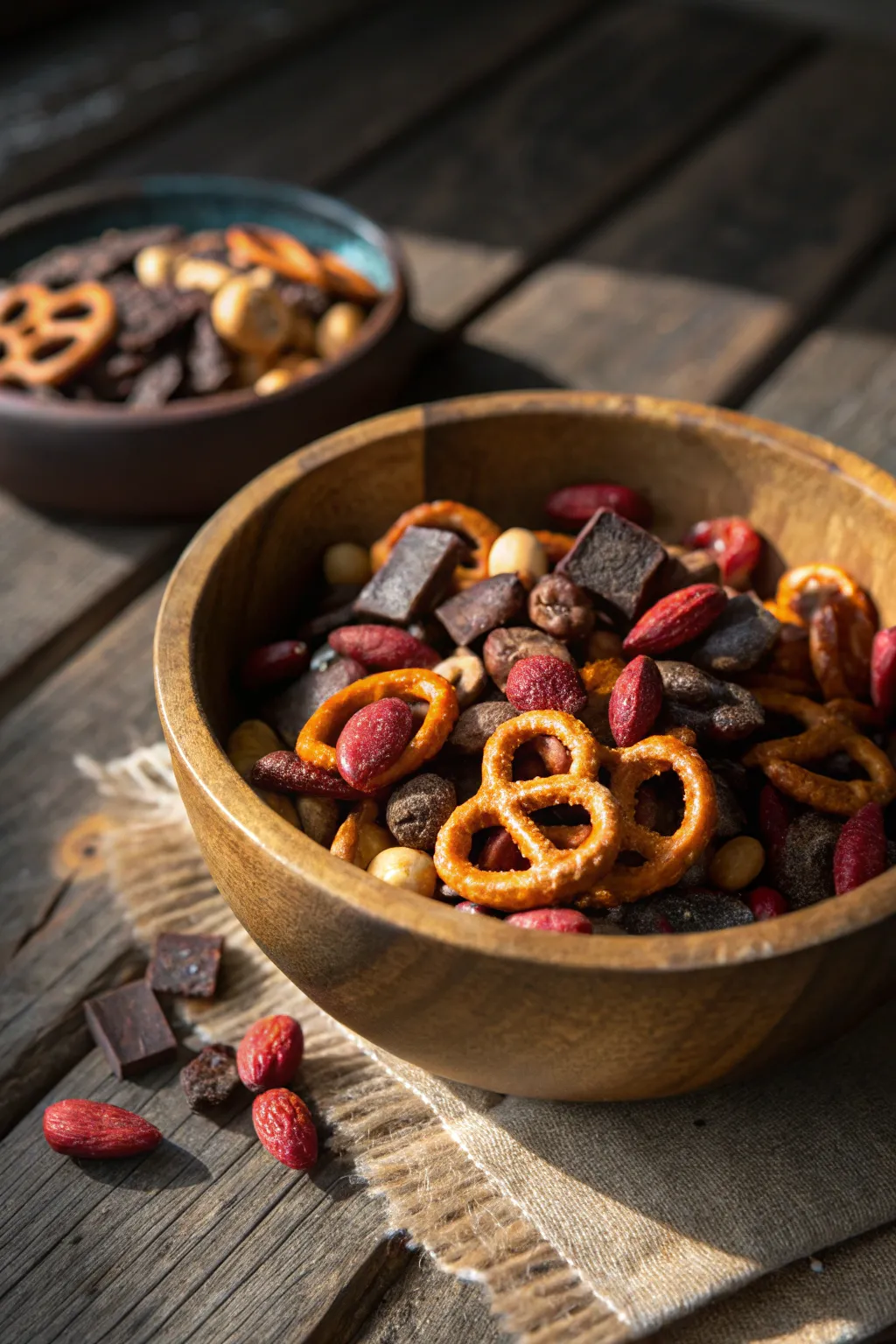 Craft the ultimate snack mix for Dad—a perfect blend of nuts, pretzels, and chocolate.