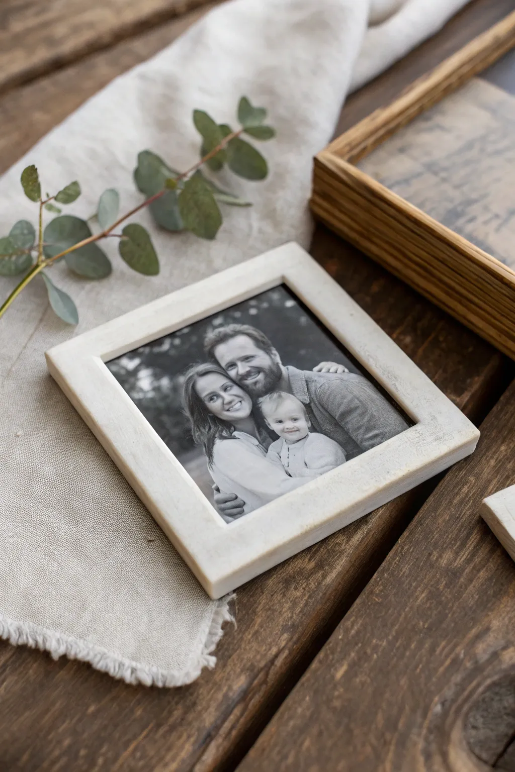 Crafted with love: Personalize your space with elegant photo tile coasters.