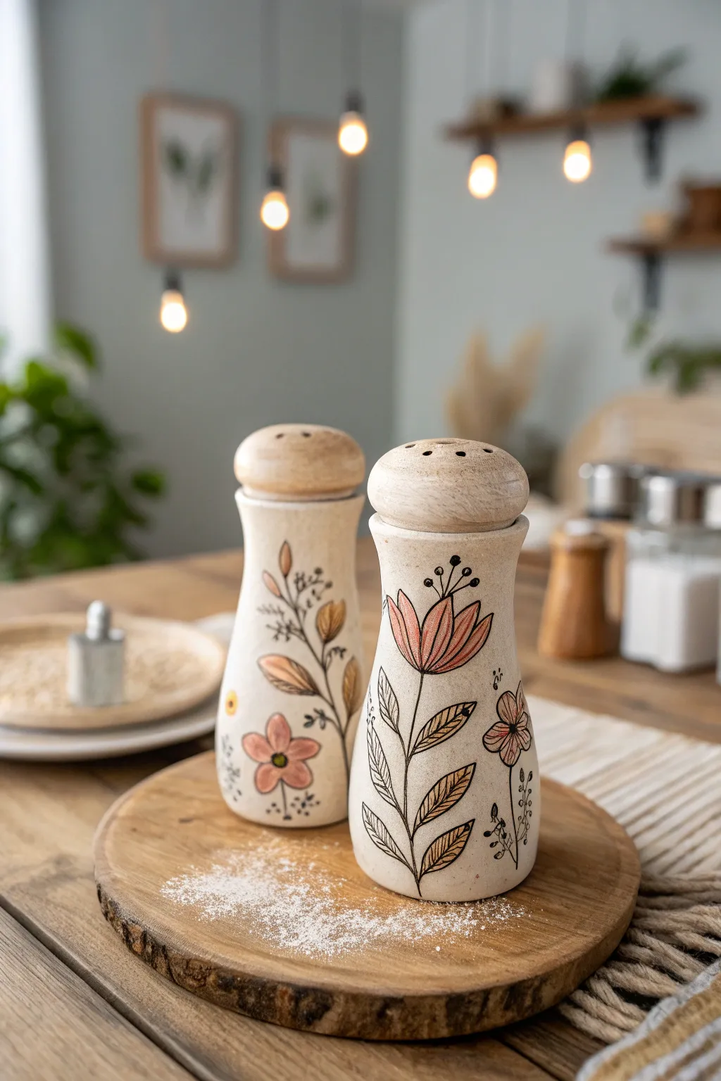 Elevate your table setting with these handcrafted clay shakers, where artistry meets function.