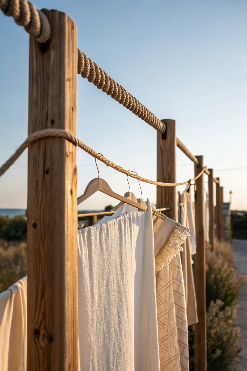 Effortless elegance: Craft your own minimalist clothes rack with a touch of natural beauty.