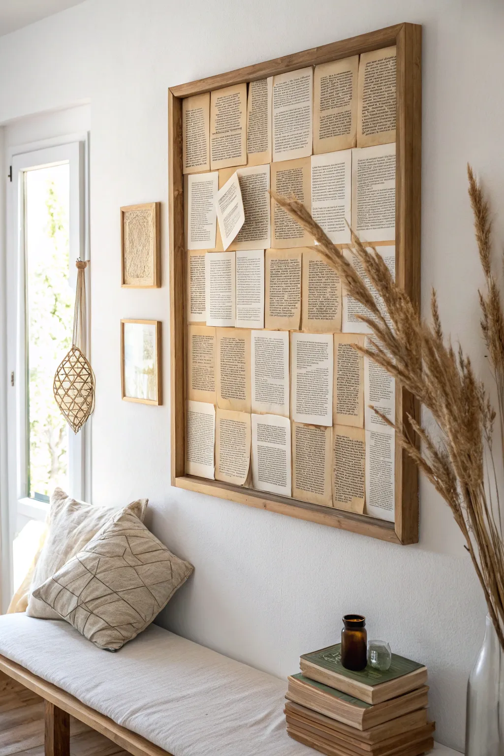 Transform your space with a literary-inspired collage, blending simplicity and intellectual charm.