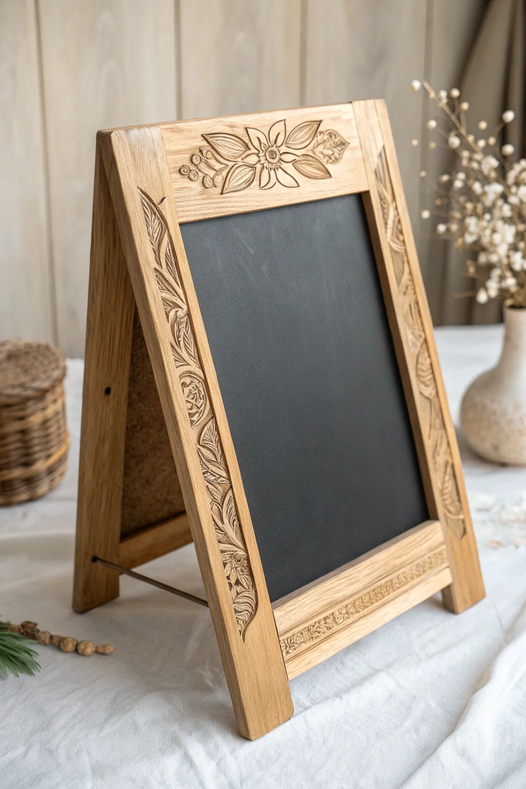 Elevate your craft show display with a minimalist chalkboard stand - where Scandinavian simplicity meets Boho charm.