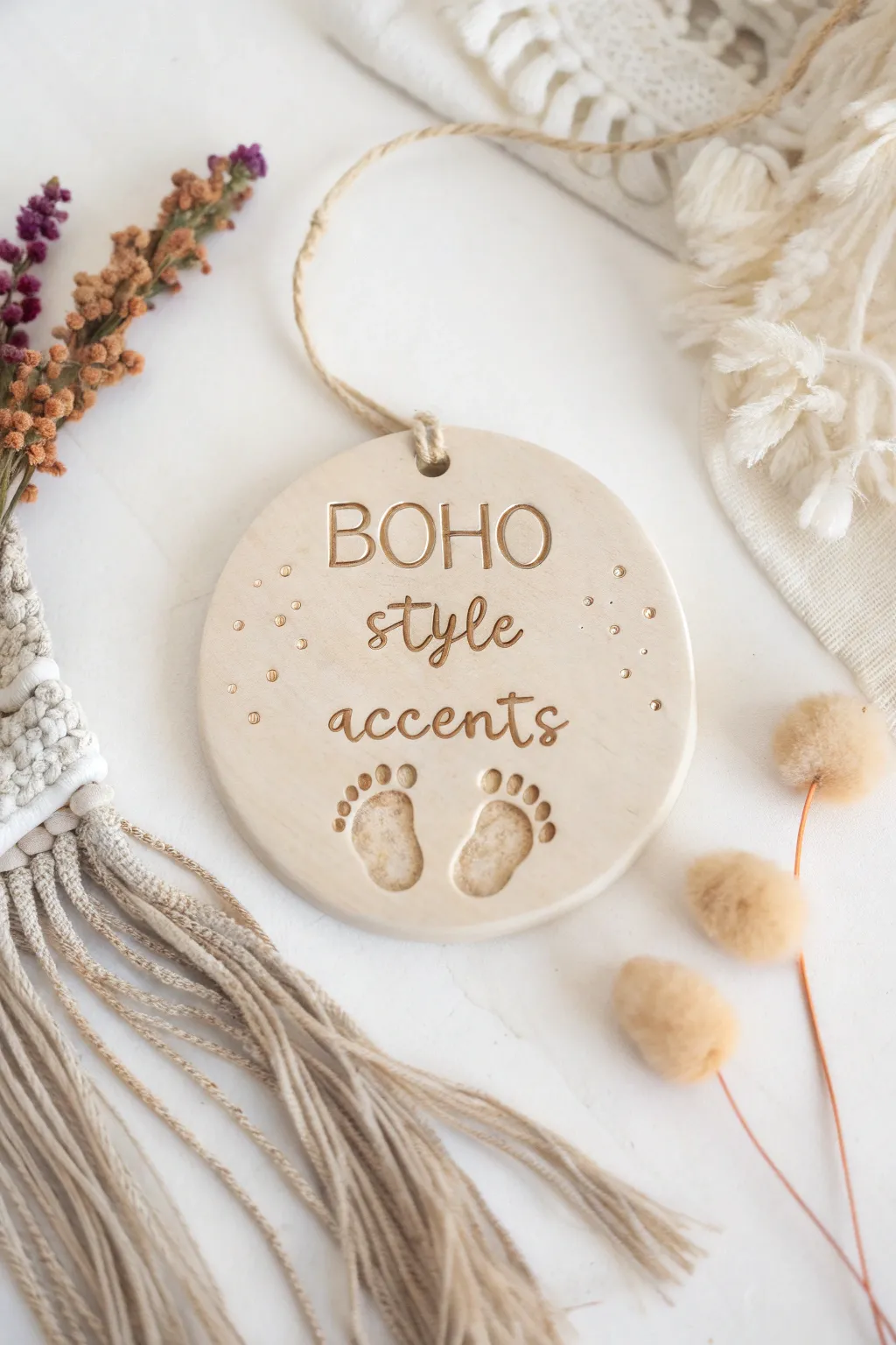 Capture the essence of love and simplicity with this handcrafted baby footprint plaque for Dad's office.