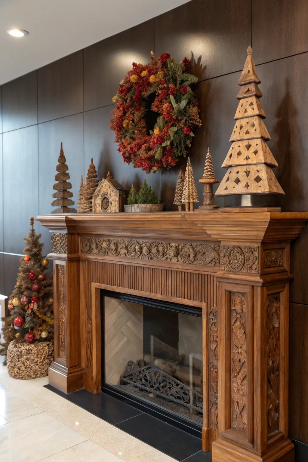 Transform your mantel with the seasons: A showcase of craftsmanship and vibrant decor.