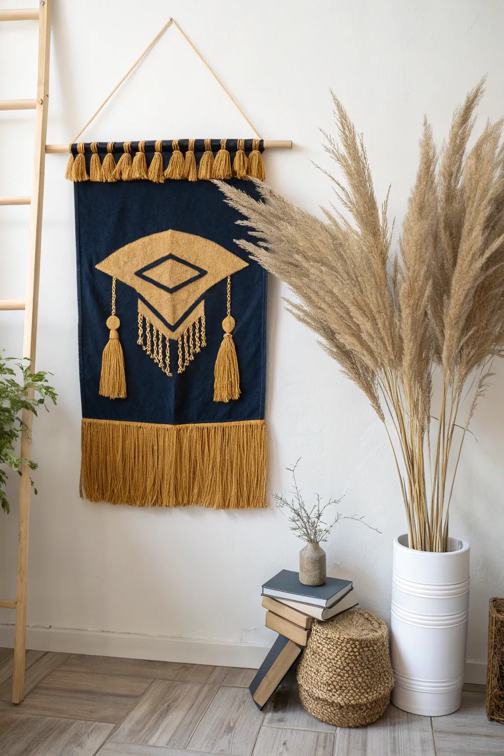 Celebrate in style with a handcrafted school spirit backdrop that beautifully blends minimalism with a touch of boho charm.