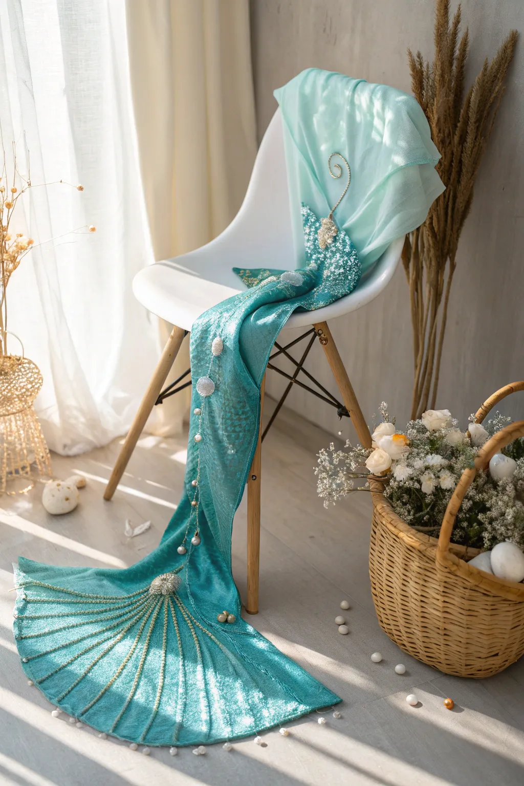 Channel your inner sea goddess with this stunning DIY mermaid costume, perfect for a magical Halloween!