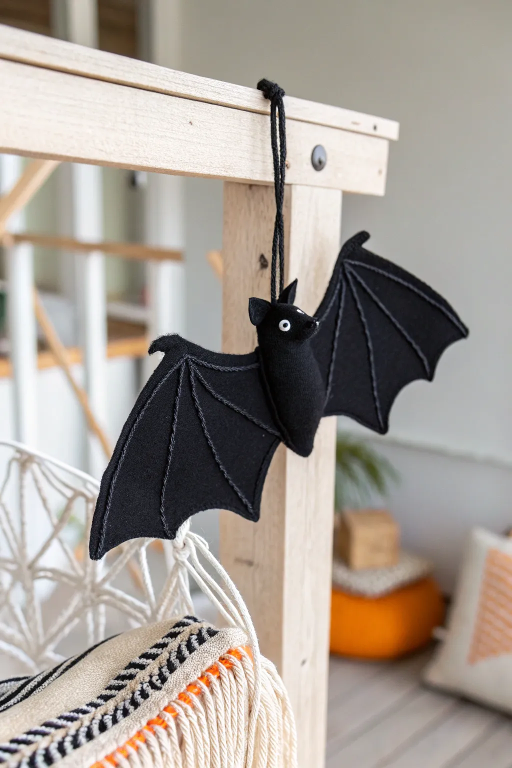 Elevate your Halloween decor with a touch of minimalist magic—craft elegant upside-down bats for a spook-tacular porch!