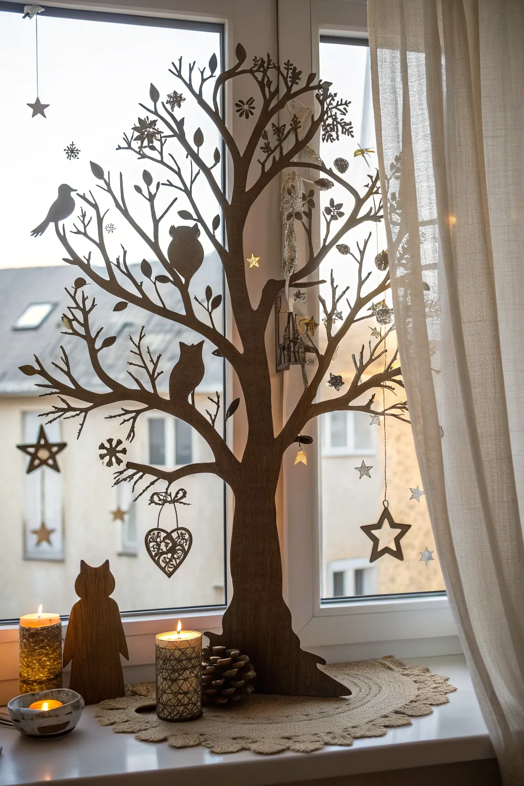 Transform your space into an enchanted forest with this DIY tree silhouette display, perfect for a whimsical Halloween touch!