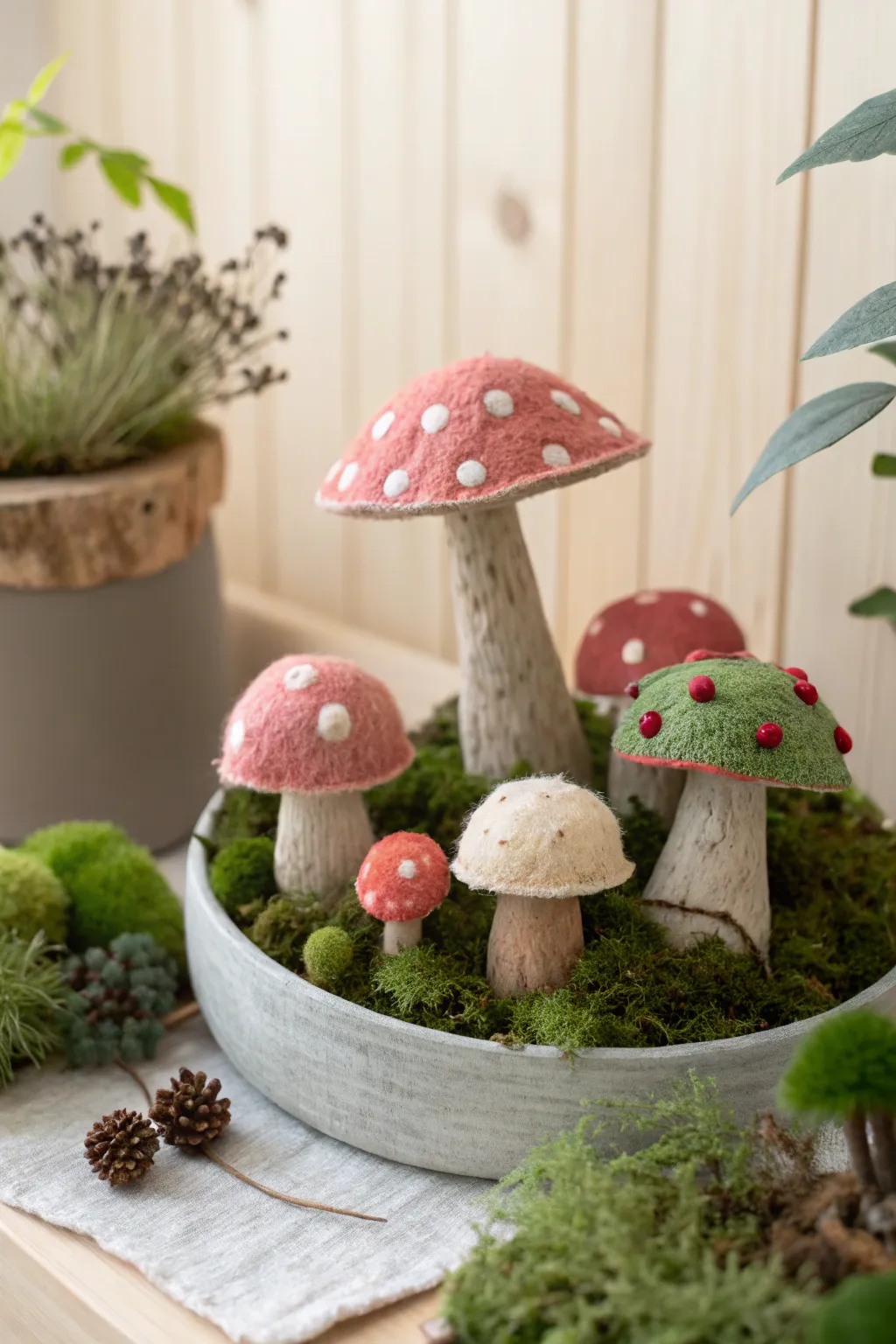 Bring a touch of whimsy to your home with these delightful handmade mushrooms, perfect for your indoor fairy garden!