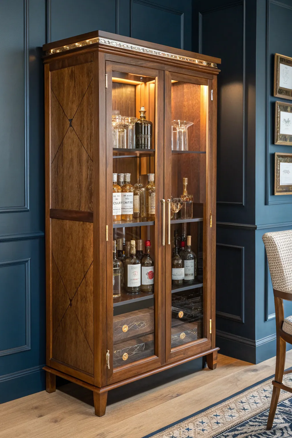 Elevate your space with the refined elegance of a glass door liquor cabinet.