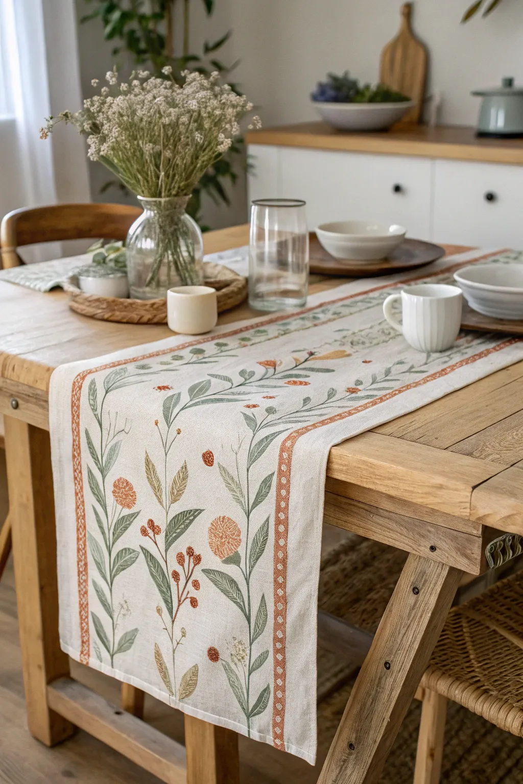 Elevate your dining experience with a handcrafted chic table runner, perfect for any season.
