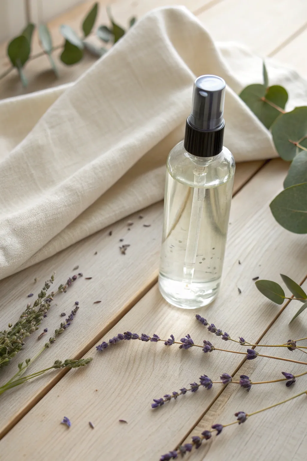 Bring a breath of fresh air to your linens with this DIY essential oil spray, the perfect blend of simplicity and natural beauty.
