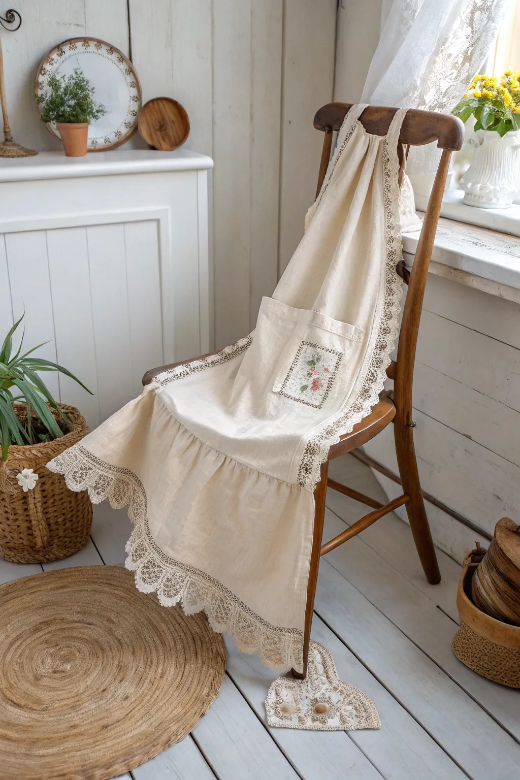 Embrace the charm of yesteryear with this beautifully crafted old-fashioned apron, perfect for a timeless costume.