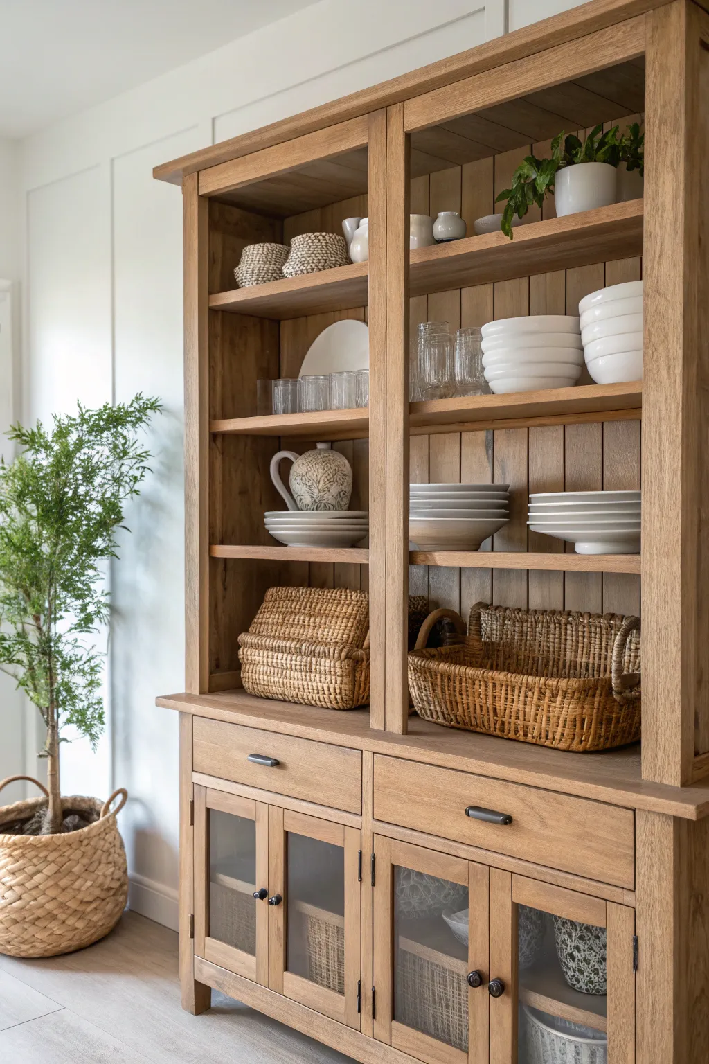 Effortlessly stylish: Embrace the charm of modular open shelving in your kitchen.