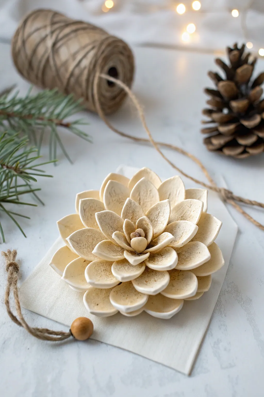 Embrace nature's elegance with these charming pinecone flower ornaments, perfect for a minimalist touch.