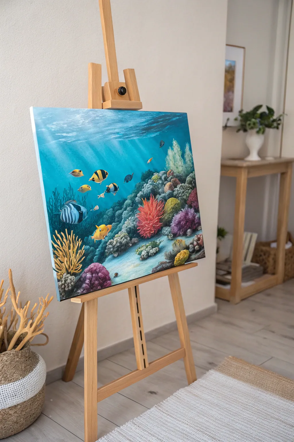 Bring the ocean's vibrant beauty into your home with this stunning DIY painted canvas.
