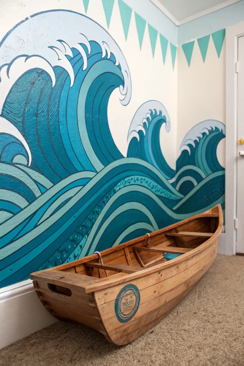 Set sail on creativity! Transform a kid's room with bold wave patterns and ignite their imagination.