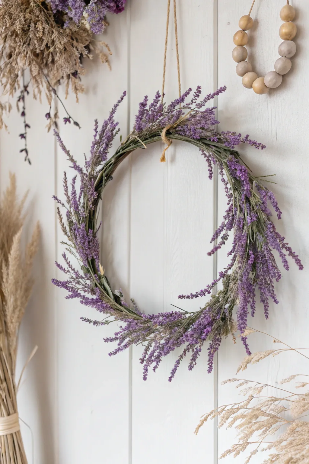 Embrace the serenity of spring with a handcrafted lavender wreath, bringing nature's tranquility indoors.