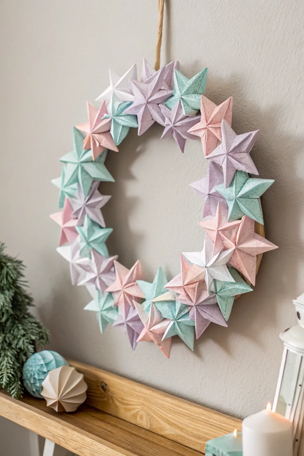 Add a splash of creativity and eco-friendly charm to your space with a handmade paper starburst wreath!