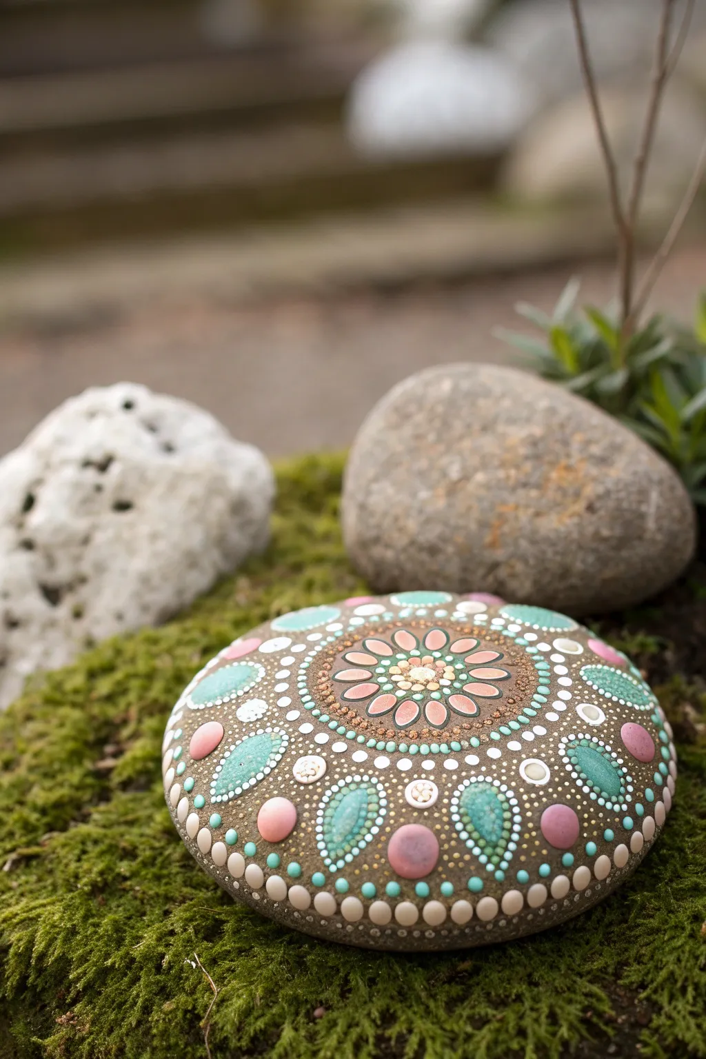 Transform your garden into a gallery with the art of dot-painted stones.