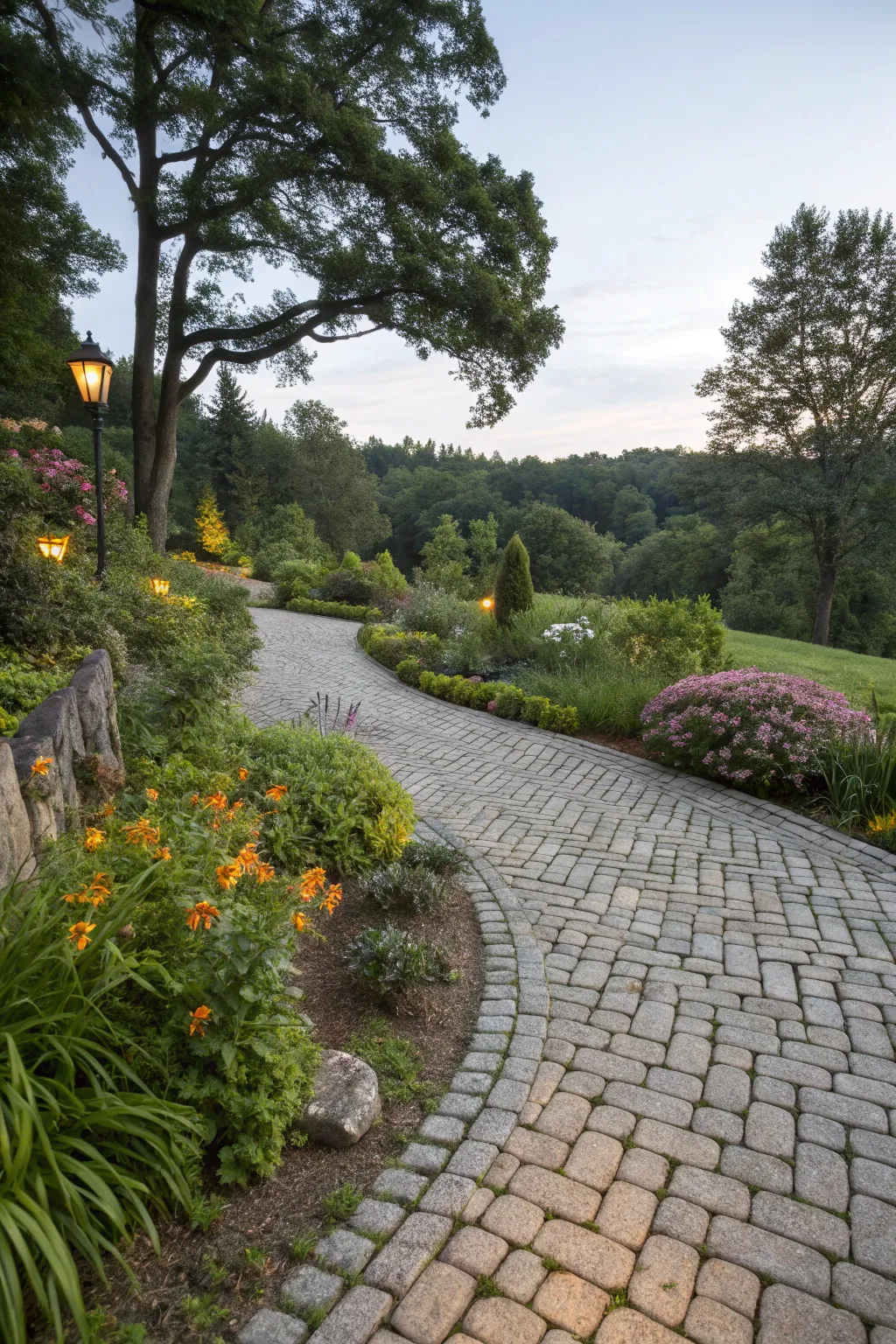 An eco-friendly permeable paving driveway.