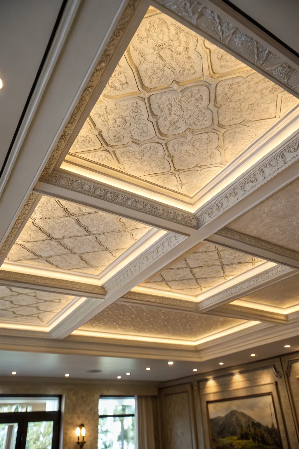 Elevate your space with the unexpected elegance of textured ceiling panels.