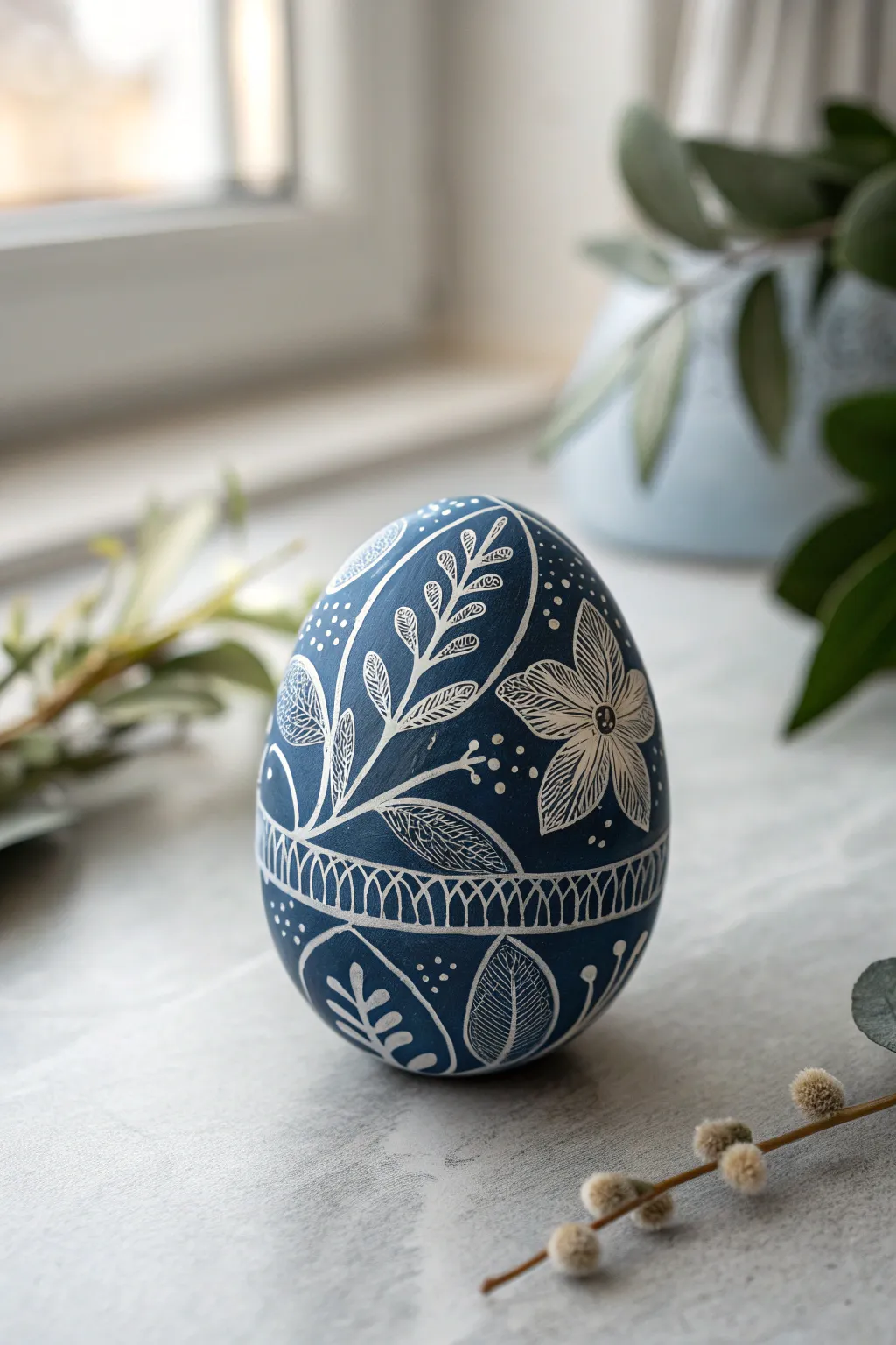 Discover the depth and elegance of monochrome with this stunning Easter egg design.