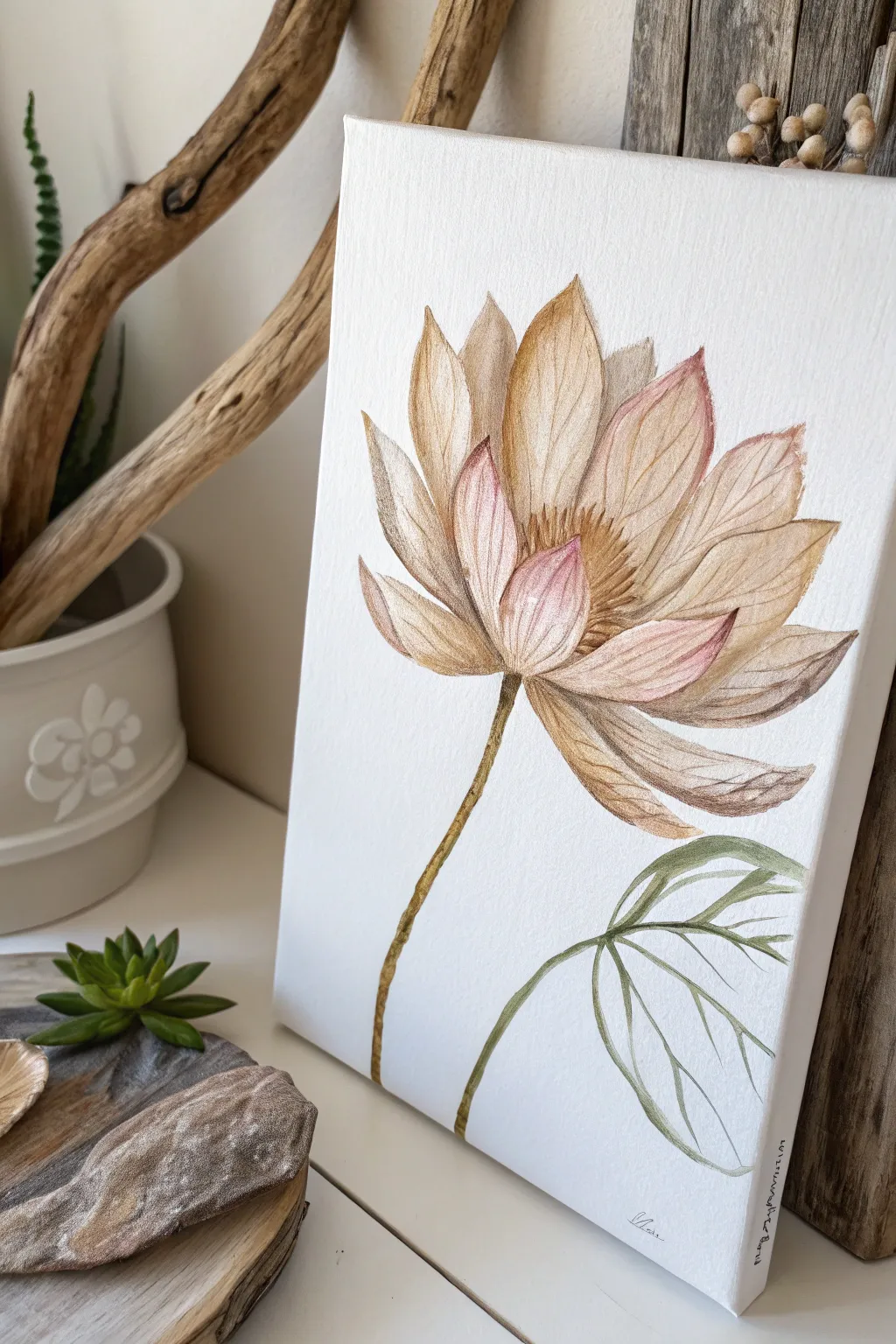 Discover the beauty in simplicity with textured brush strokes that bring petals to life.
