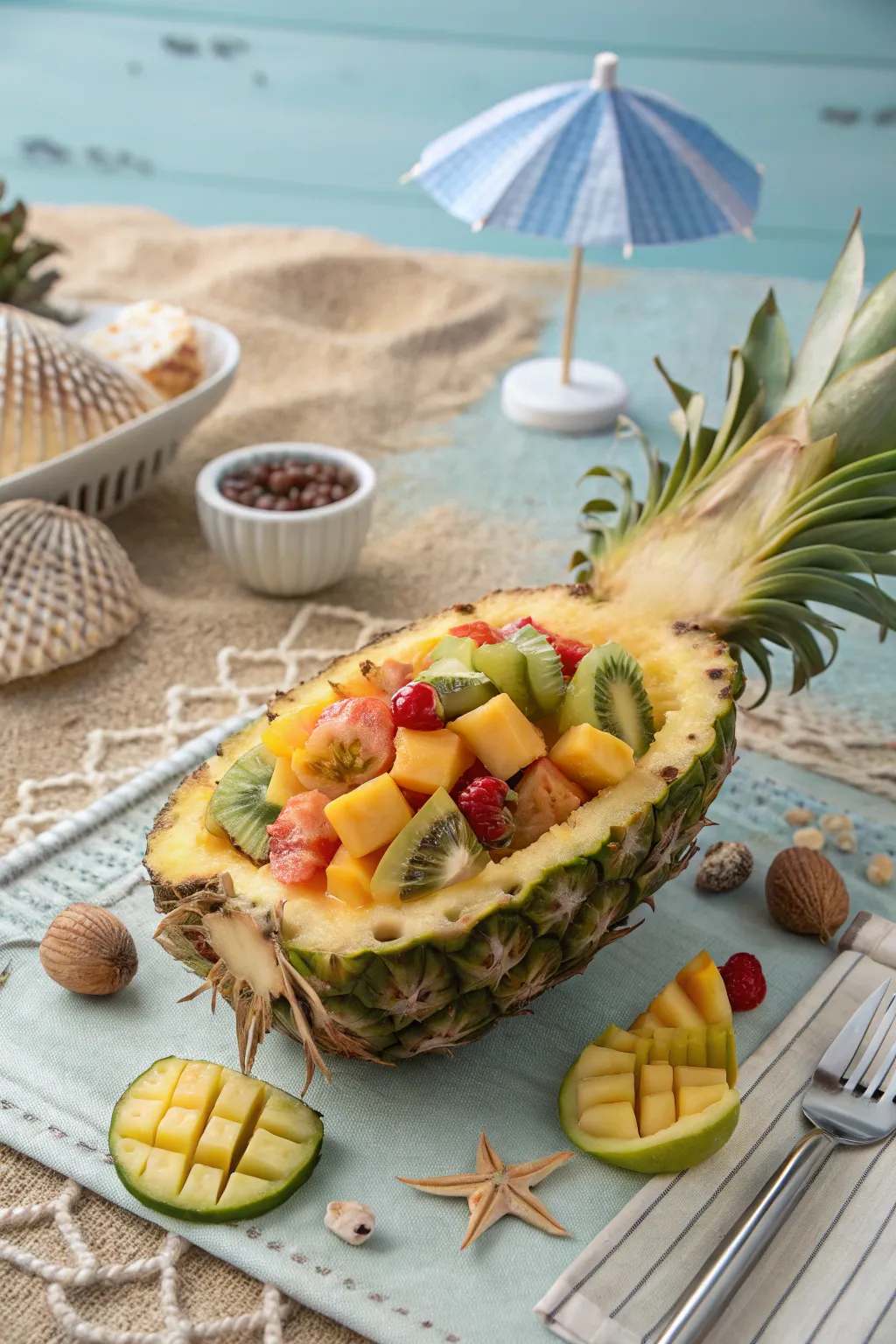 A pineapple boat that brings a taste of the tropics to your table.
